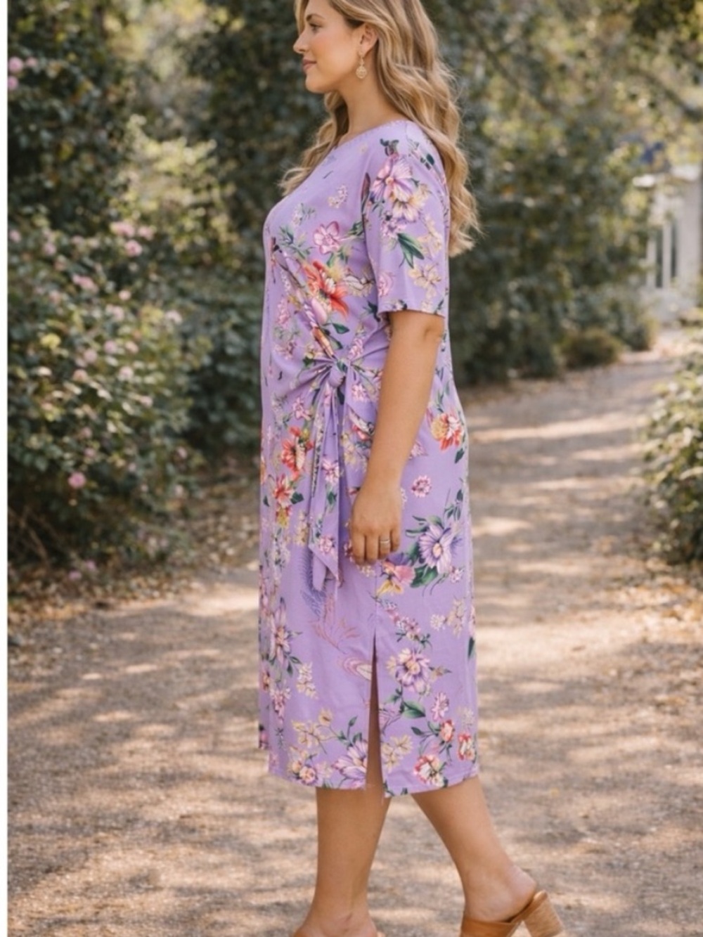 NWT Johnny Was Lavender Janie Favorite Side-Tie Knit Midi Dress, 1X